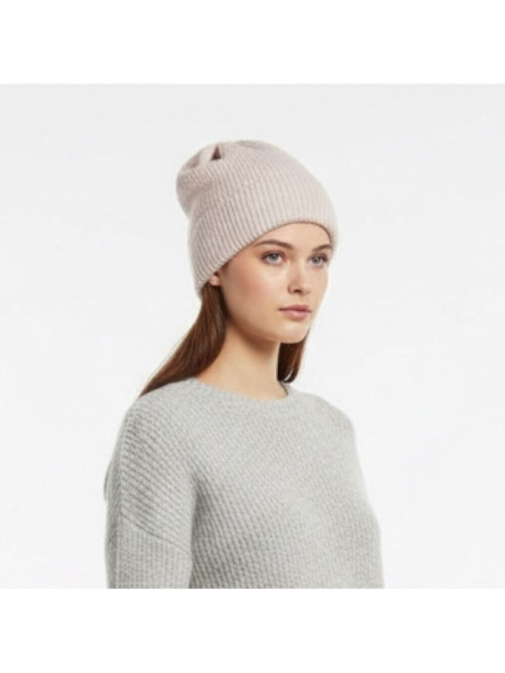 Free People Baby Pink Ribbed Beanie Hat - Coquette Soft Girl Aesthetic